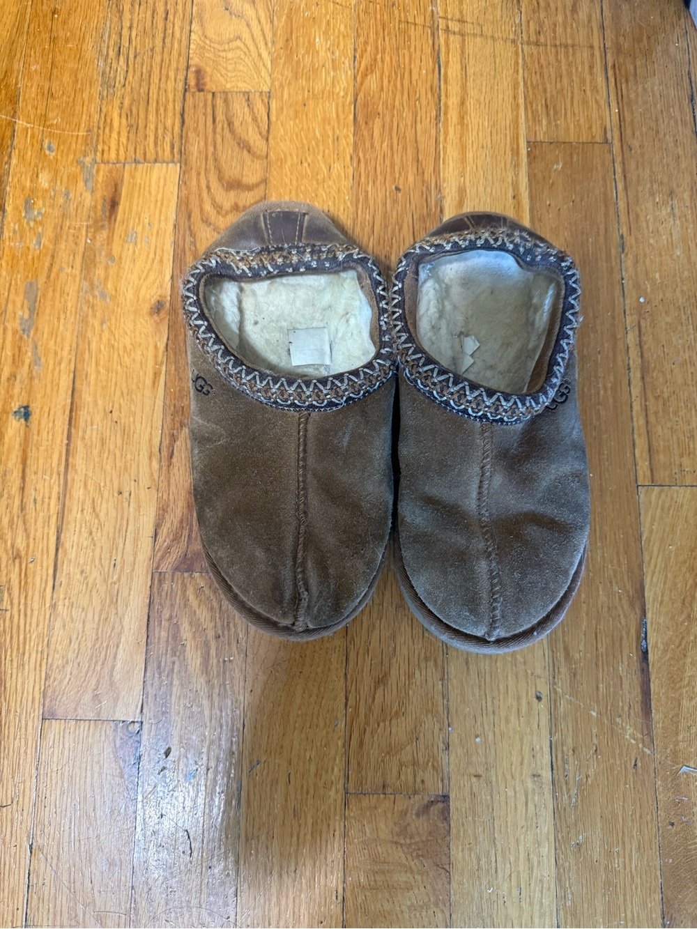 UGG Brown Kids Suede Slip-On Slippers